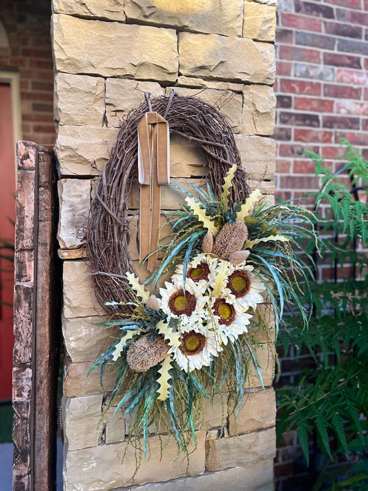 Boho Sunflower Wreath