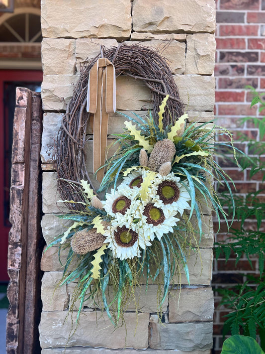 Boho Sunflower Wreath