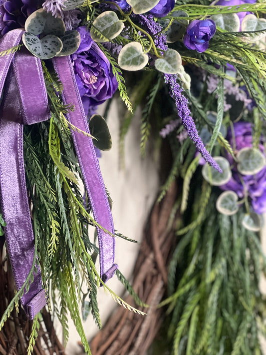 2025 Wreath of Hope “Laura” – Purple Peony Wreath for a Cause | Swanky Door Decor